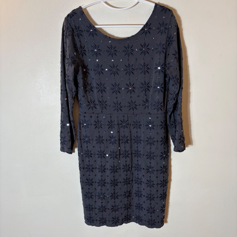 Free People Embroidered‎ Sequin Bodycon Dress Navy Size Large